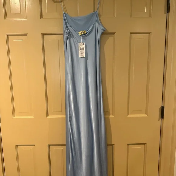 Mango Blue Spaghetti Strap Slip Maxi Dress - Picture 3 of 5